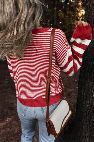 LDC Striped Patchwork Knit Sweater