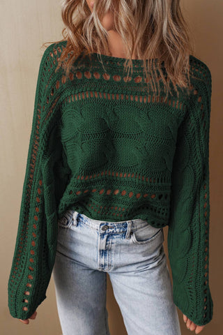 LDC Hollow-out Cable Knit Cropped Sweater