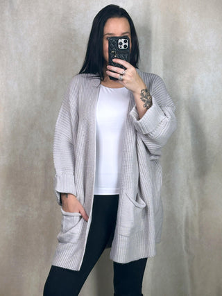 Oversized Fold Over Sleeve Sweater Cardigan