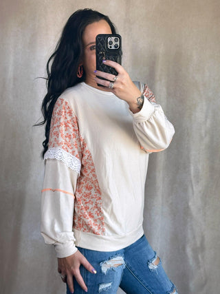 Peach Lace Detail Top