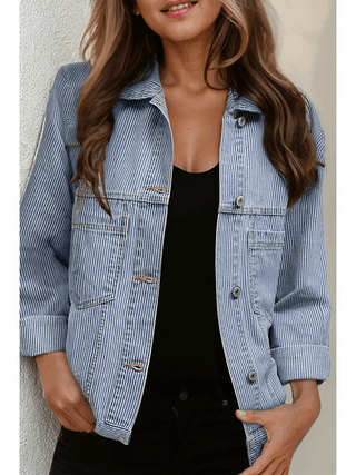 Pin Stripe Denim Jacket