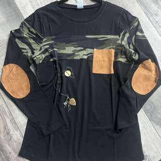 Camo Suede Patch Top