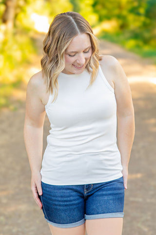 Tara Ribbed Tank - White