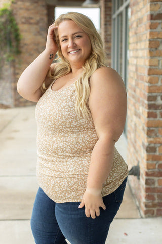 IN STOCK Luxe Crew Tank - Tan Floral