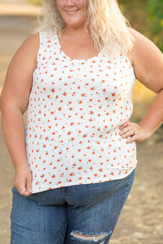 IN STOCK Luxe Crew Tank - Micro Ivory Floral