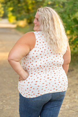 IN STOCK Luxe Crew Tank - Micro Ivory Floral