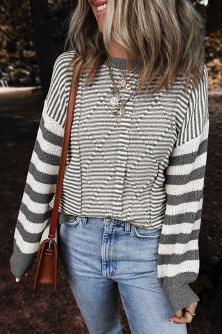 LDC Striped Patchwork Knit Sweater