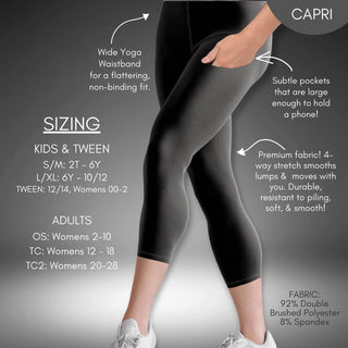 Capri Length Black Leggings with Pockets